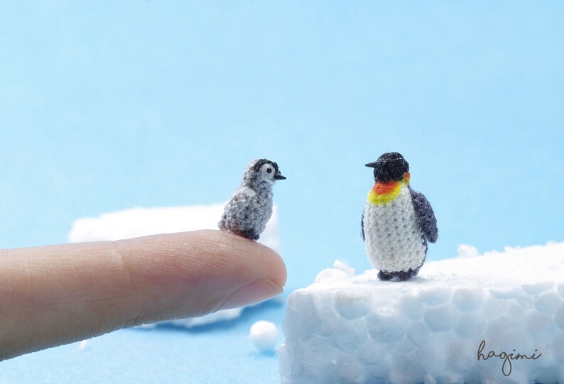 Tiny Crochet Penguins Miniature Penguin Family Amigurumi Etsy