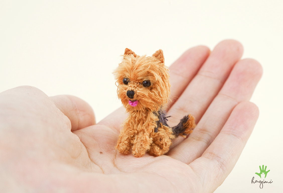 Mini Yorkshire Terrier Crocheted Mini Stuffed Dog Amigurumi Etsy