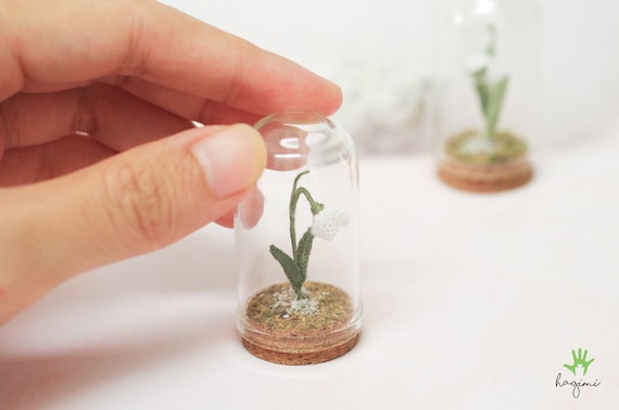 Miniature SNOWDROP in a pot, Tiny crochet white flower, Snow