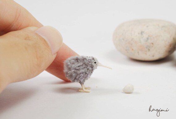 Micro Pajaro Kiwi Gris Con Huevo Pequeno Ganchillo Kiwi Etsy