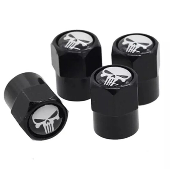 Skull Red And Black punisher Tyre wheel air Valve Caps Set Of 4 Valve caps valve stem custom valve stem caps tire caps tire valves stems
