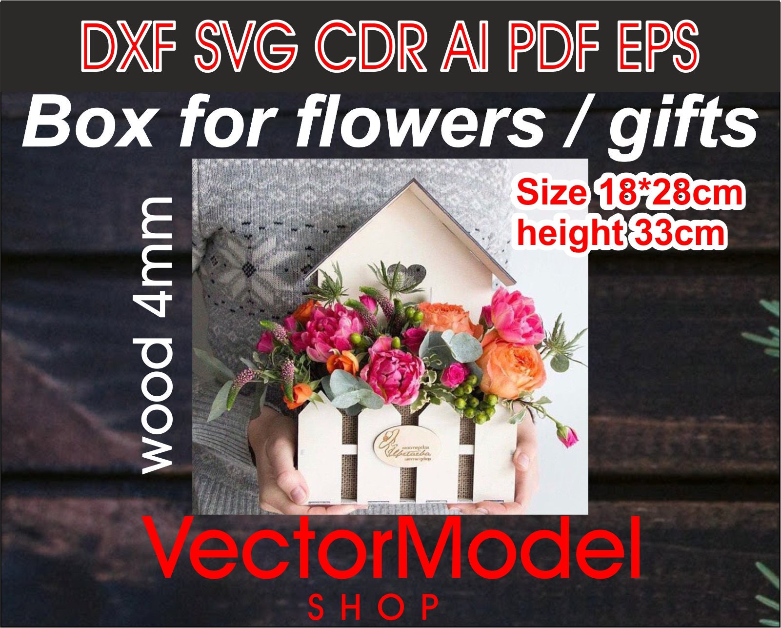Download Wooden Flower Box SVG DXF cutting files template CNC | Etsy