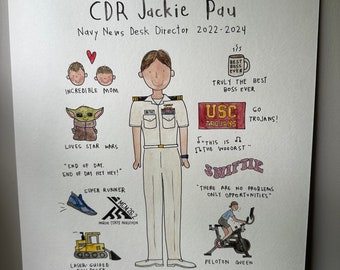 Custom Military Portrait, Hand-painted watercolor, military retirement, military promotion, military hail and farewell gift
