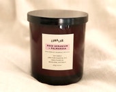 Rose Geranium & Palmarosa Bougie de soja | Huiles Essentielles 100% Pures | 150g, 285g, 450g