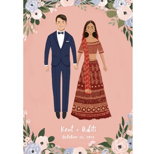 Custom Wedding Fashion Illustration Portrait Indian Wedding Etsy