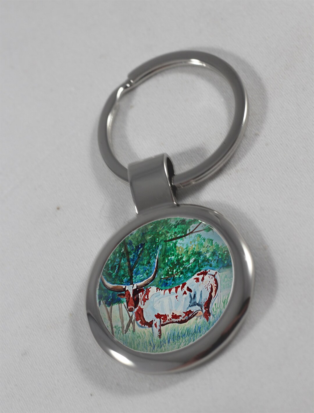 Cow Longhorn Keychain Cattle Keychain Cow Print Cow Etsy