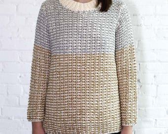 Colorblock Tunic Handknit Sweater