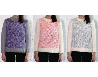 Colorblock Crewneck Handknit Sweater