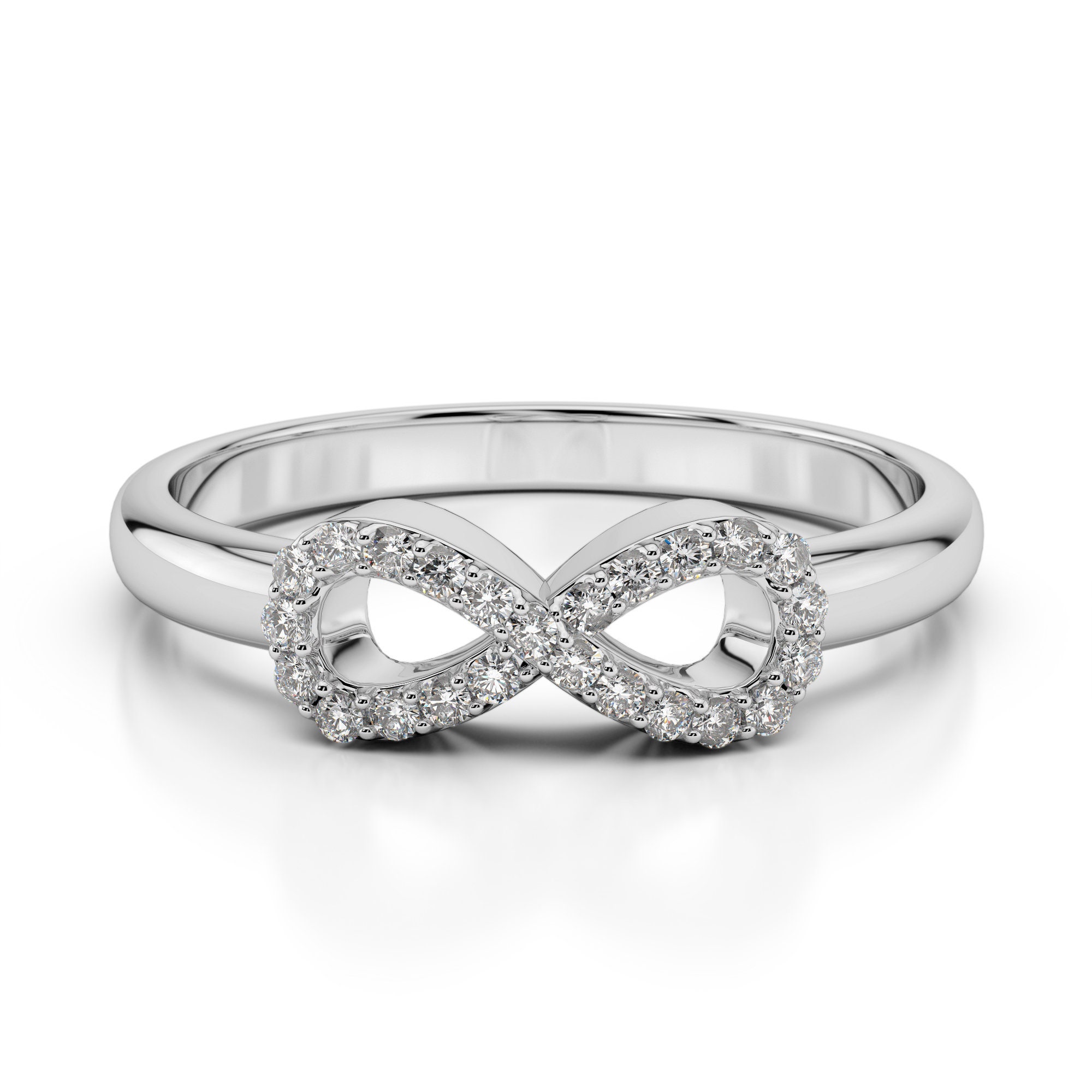 Diamond Infinity Ring / 0.12 carats / Stackable Ring / Gold Etsy