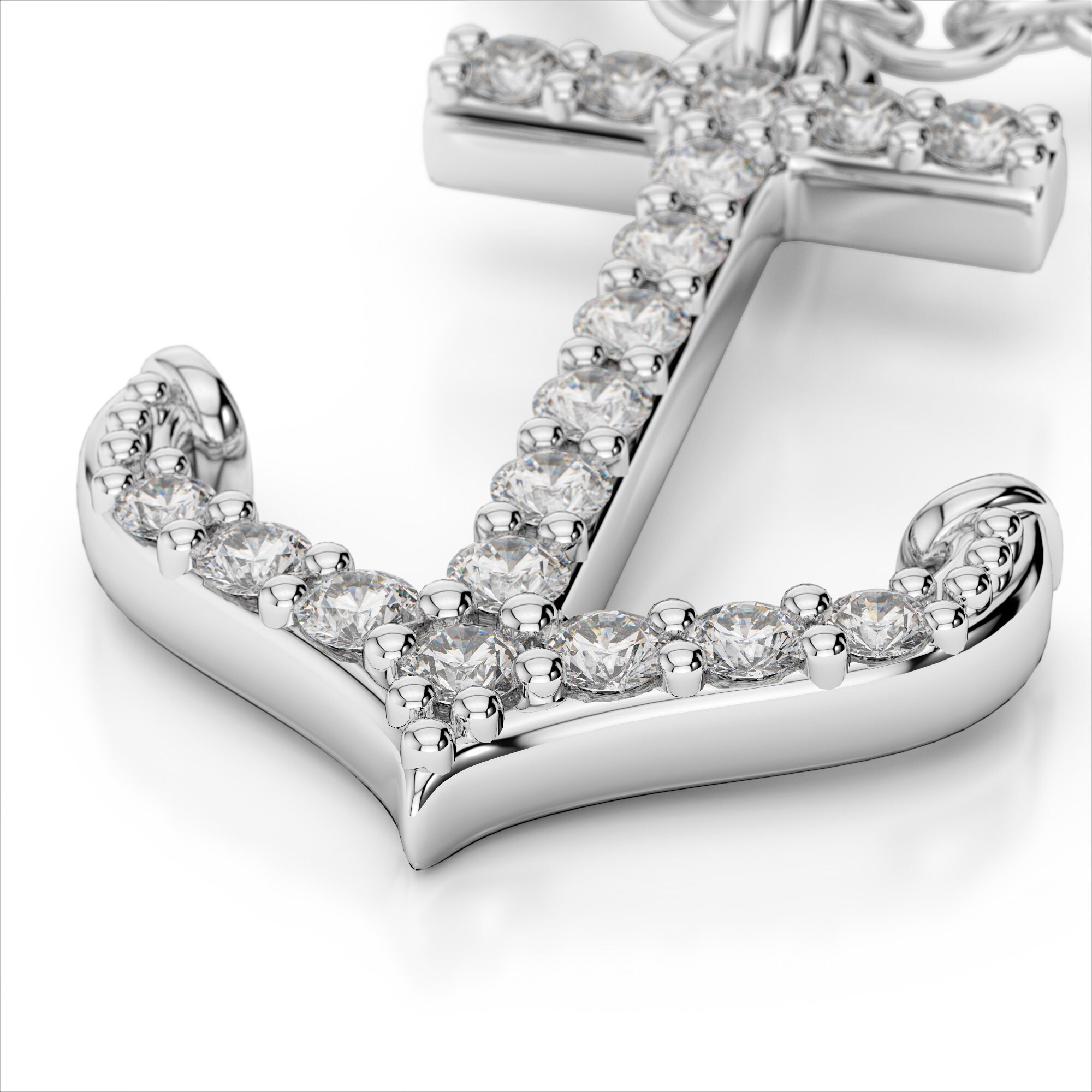 Diamond Anchor Pendant / Anchor Necklace / 14k Solid Gold Etsy