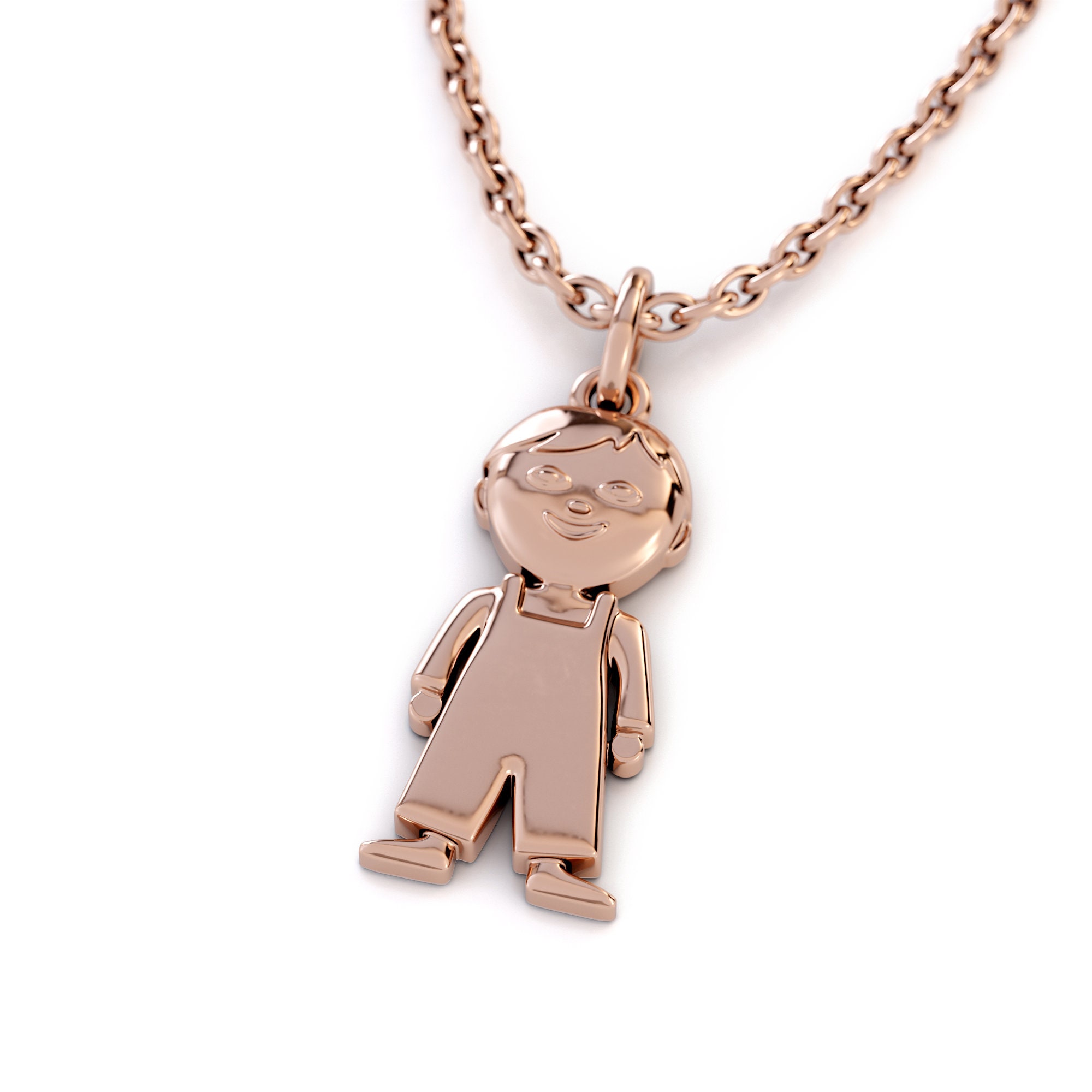 Personalized Children 14k Solid Gold Charm Necklace / Baby Boy Etsy