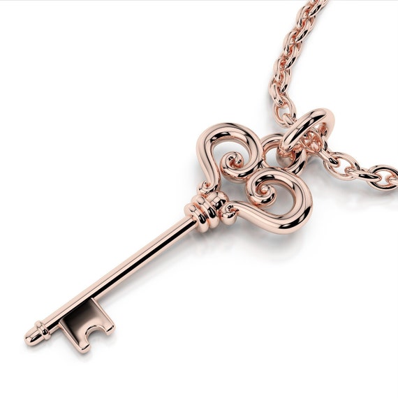 Pure Gold Vintage Inspired Key Pendant Gold Key Pendant Etsy