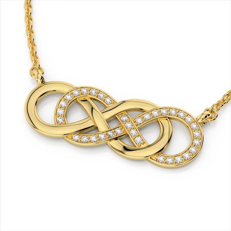Diamond Infinity Necklace in 14K Gold / Double Infinity Charm Etsy