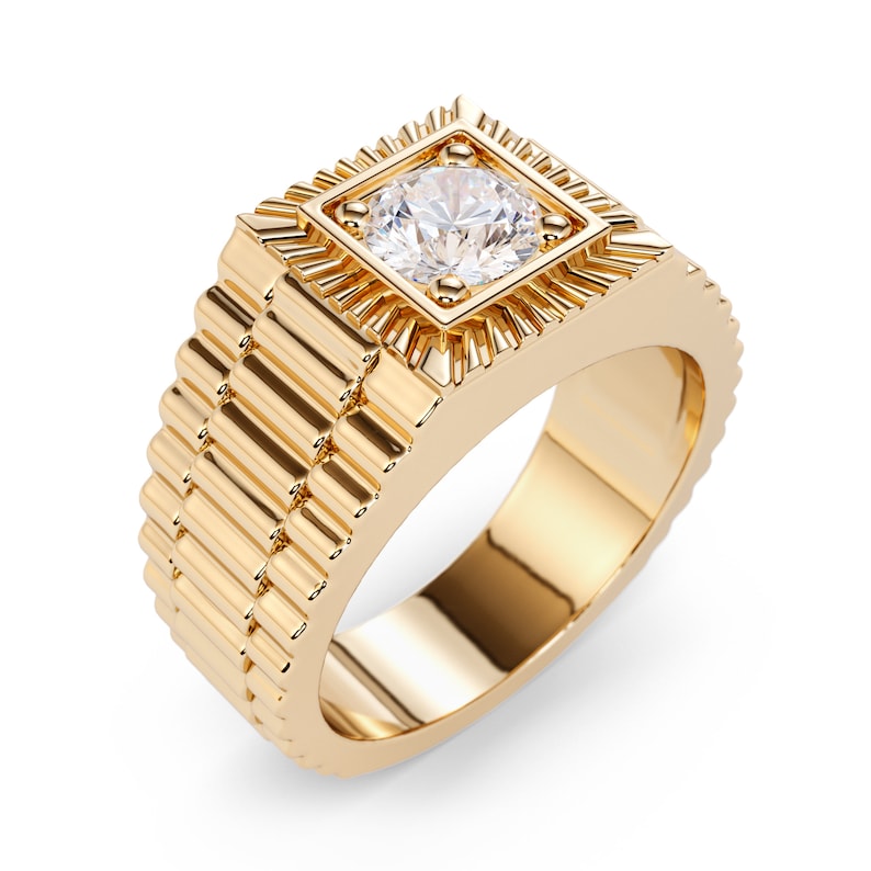 2.00 Carat Diamond Solitaire Gents Rolex Ring / Men's Etsy