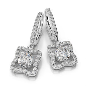 Diamond Miracle Stud Earrings SI1 Natural Diamonds 14k Solid White Gold Diamond Blossom Vintage Jewelry 0.05ct Total to 0.75ct