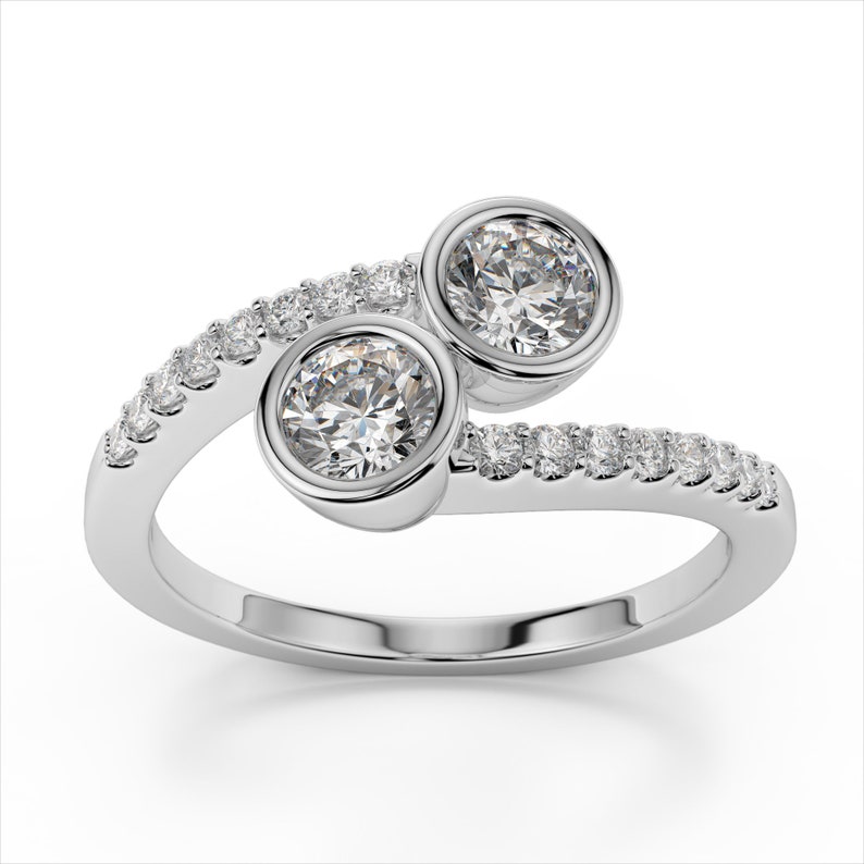 1.16 Carat Double Bezel Set Diamond Bypass Ring / Natural Etsy