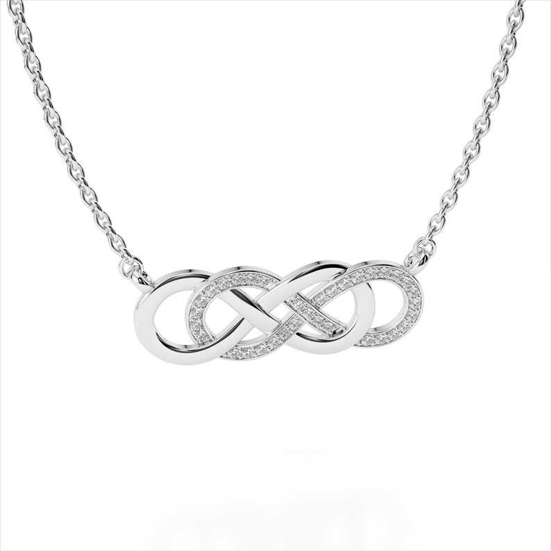 Diamond Infinity Necklace in 14K Gold / Double Infinity Charm Etsy