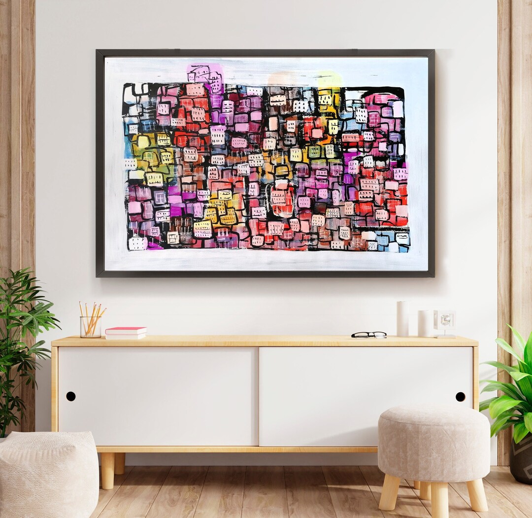 Large Original Wall Art. City Abstract Painting. Ready to Be Etsy