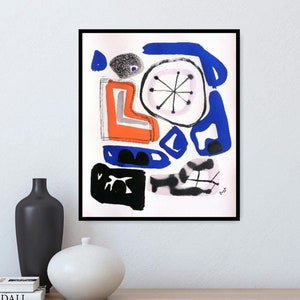 Abstract painting one-of-a-kind. Original art on paper. Ready to be shipped.