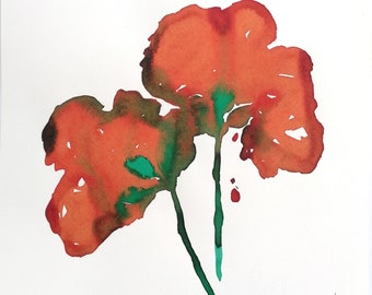 Flower watercolor painting. One-of-a-kind.