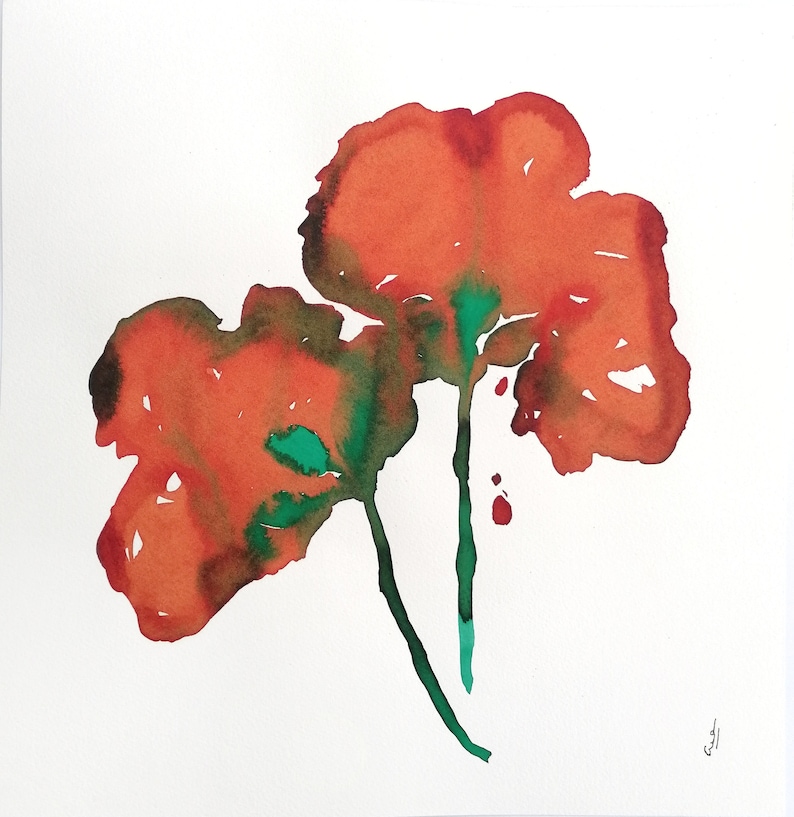 Flower watercolor painting. One-of-a-kind. image 1