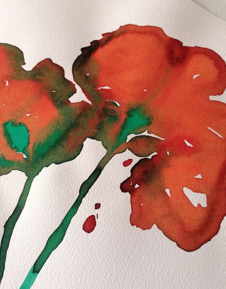 Flower watercolor painting. One-of-a-kind. image 3