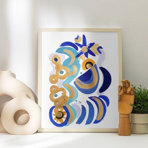 Original watercolor painting. Blue painting abstract. &quot;Night on the beach&quot;. Ready to be shipped.