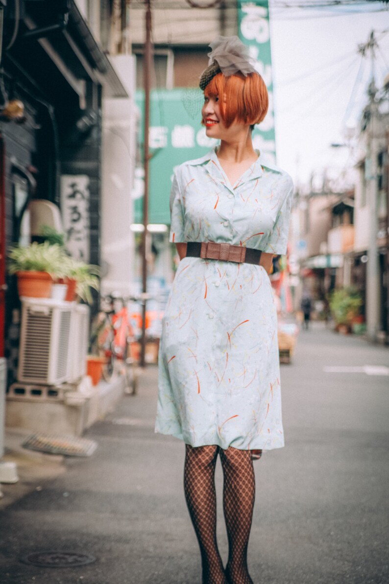 ドレス 1950年代 日本製 ヴィンテージ 昭和レトロ カスタムメイド オーダーメイド 和柄 Etsy