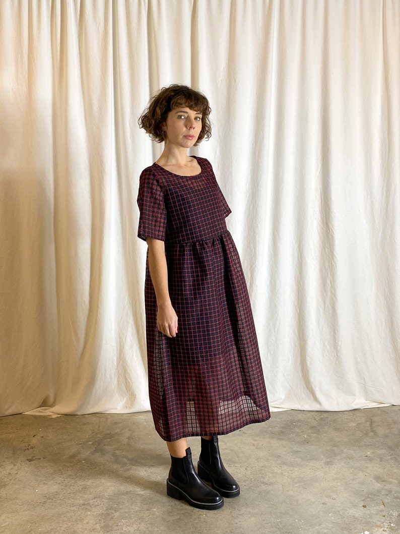 Short sleeve gathered skirt smock dress sewing pattern image 3