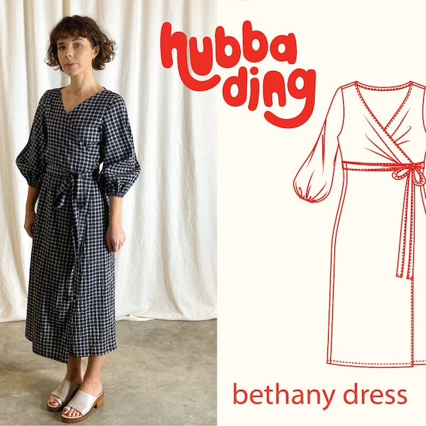 Puff sleeve wrap dress sewing pattern