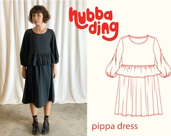 Puff sleeve peplum dress sewing pattern