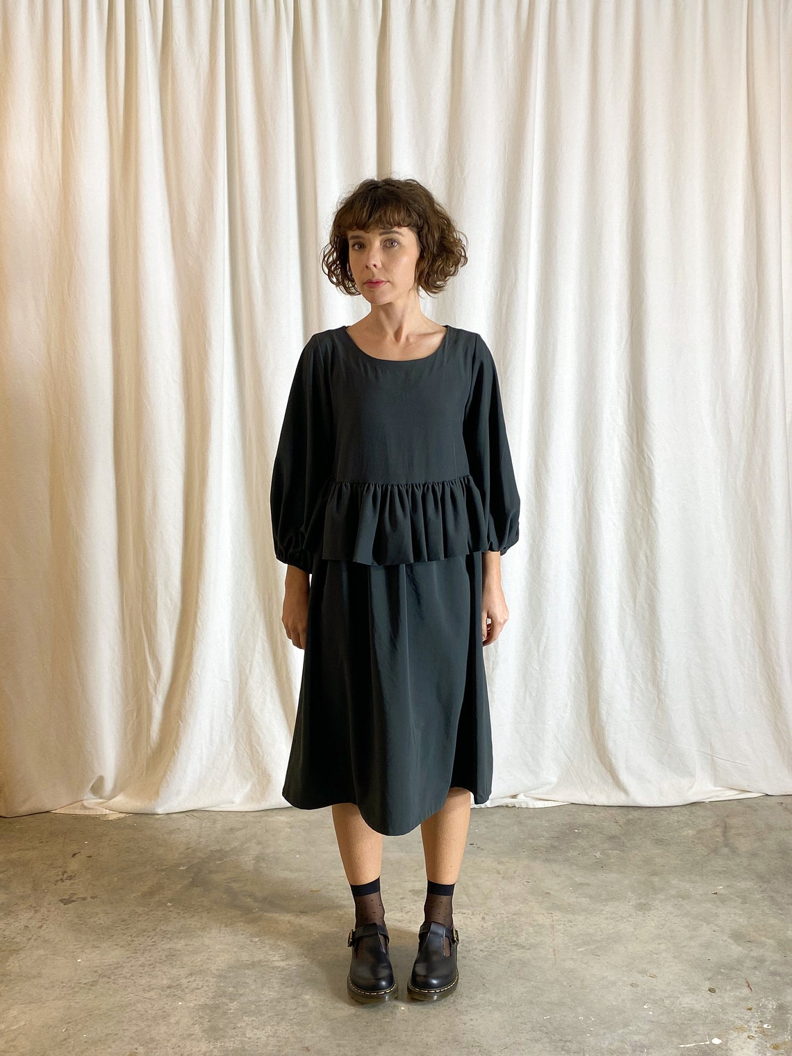 Puff Sleeve Peplum Dress Sewing Pattern | Etsy UK
