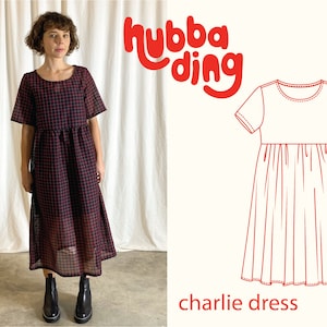 Short sleeve gathered skirt smock dress sewing pattern image 1