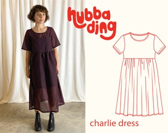 Short sleeve gathered skirt smock dress sewing pattern