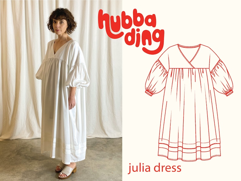 Puff sleeve maxi dress sewing pattern 