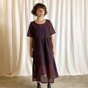 Short sleeve gathered skirt smock dress sewing pattern image 2