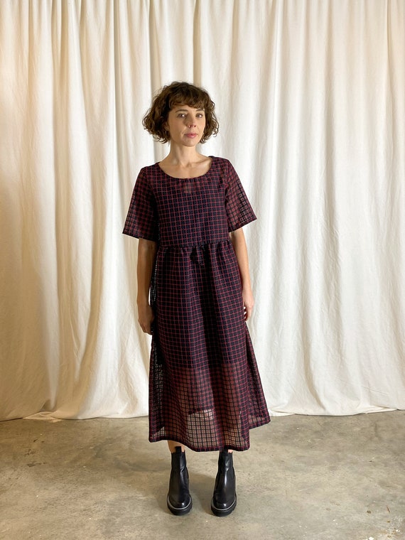 Short sleeve gathered skirt smock dress sewing pattern