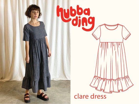 High Waist Ruffle Hem Maxi Dress Sewing Pattern 