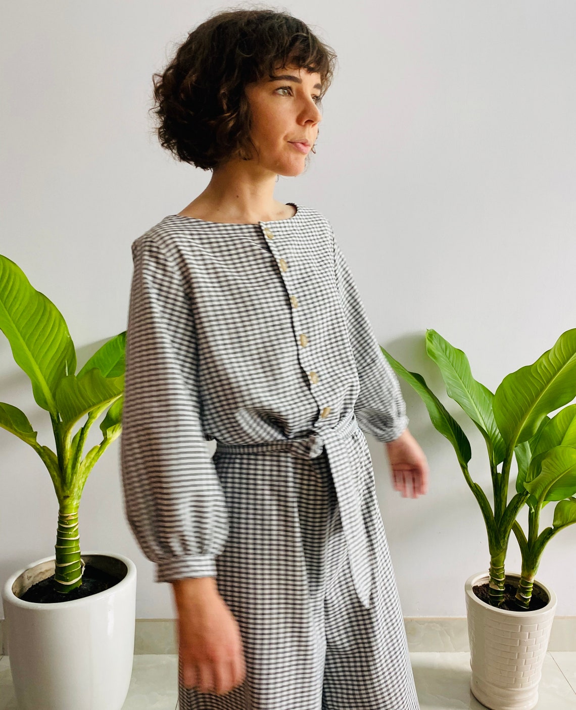 Lantern sleeve jumpsuit sewing pattern | Etsy