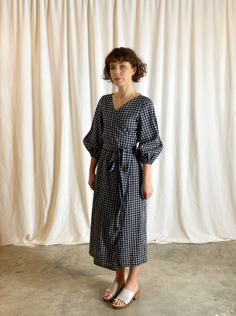PUFF SLEEVE MINI WRAP DRESS SEW YESTERDAY