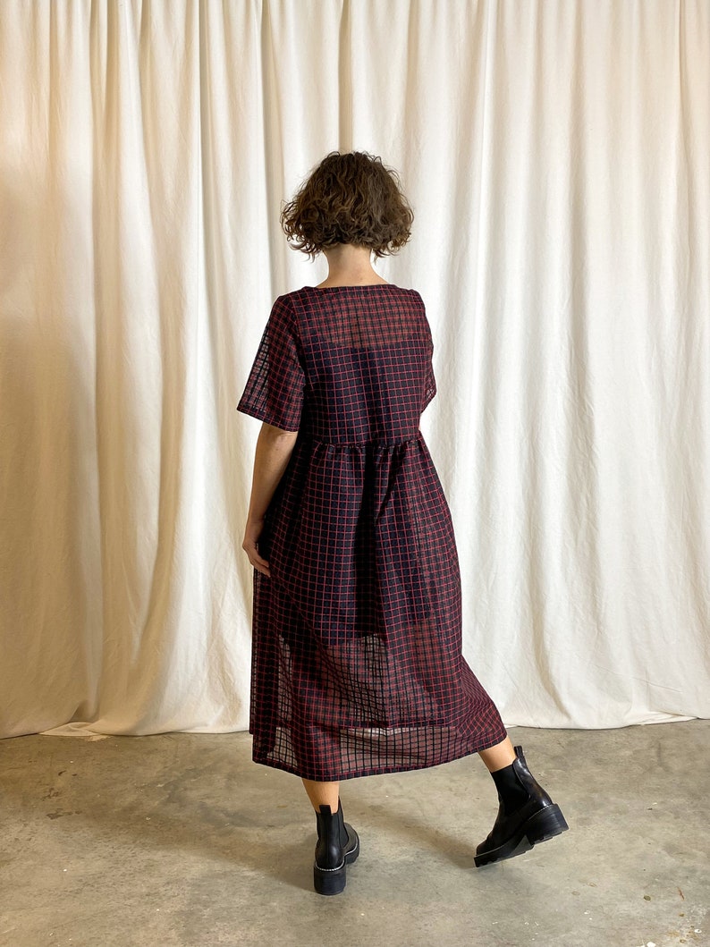 Short sleeve gathered skirt smock dress sewing pattern image 5