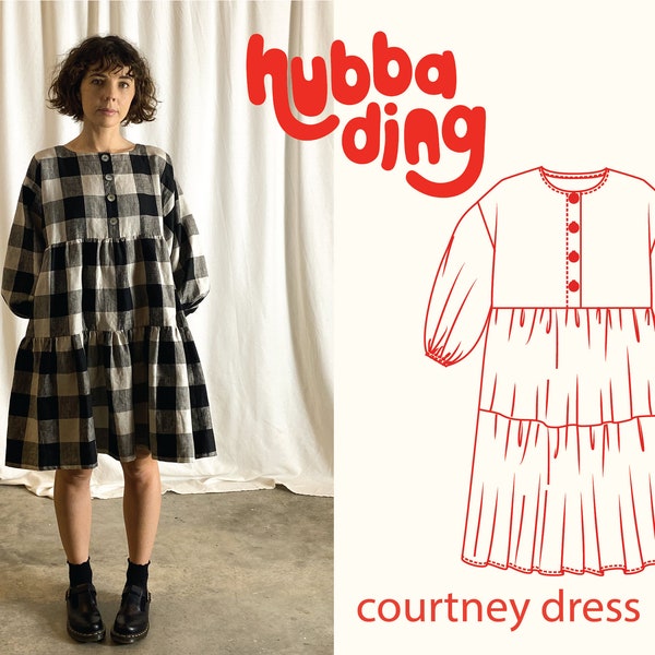 Drop shoulder poofy sleeve dress sewing pattern