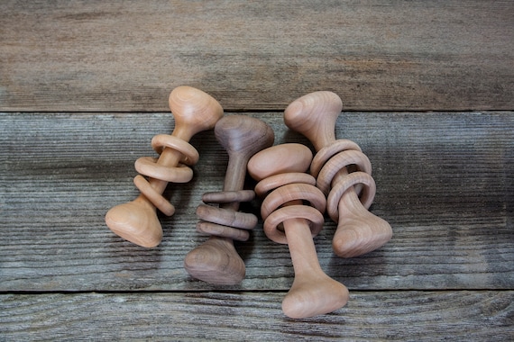 wooden rattle teether