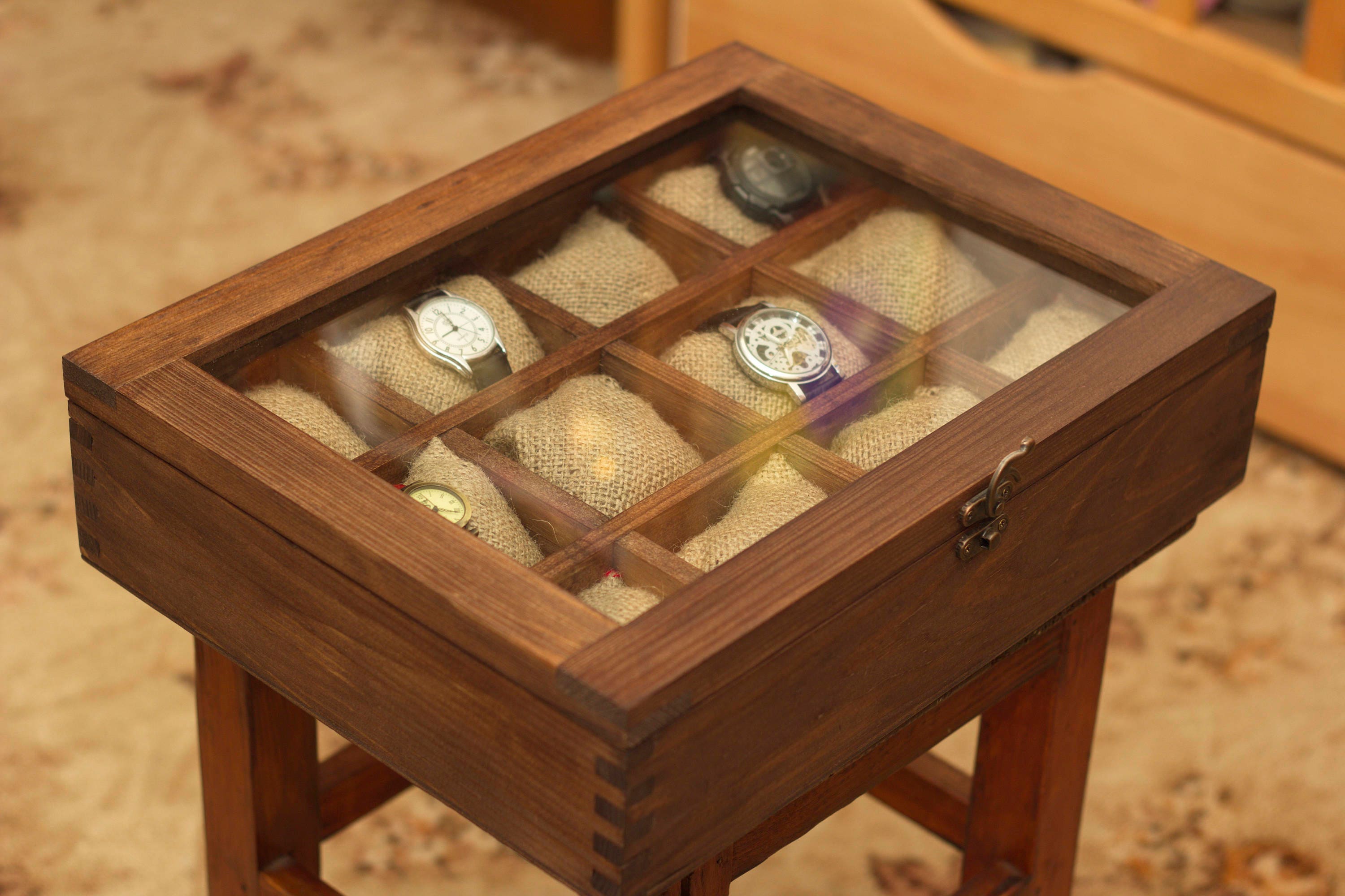 Watch Box/ 12 watches/ Watch Box Wood/ rustic/ watch box/ Etsy
