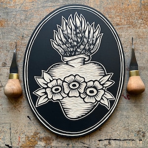 Original Sacred Heart Woodcut