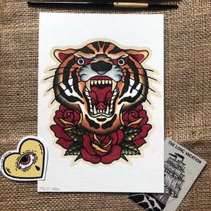Tijger Originele Aquarel Schilderij