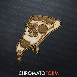 Pizza Skull Wooden Sticker - Laser engraved
