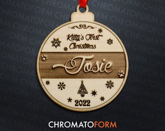 Kitty's First Christmas Ornament - Personalized - Laser engraved