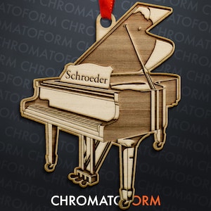 Personalized Grand Piano with Name Christmas Ornament - Laser engraved