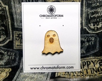 Ghost Wood Pin - Laser engraved
